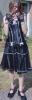 corset noir  nuds roses + jupe noire longue avec surpiqures