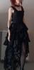 Sleeveless black elegant gothic romantique dress with lacing, lace and floral embroidery