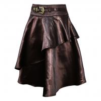 Longue jupe marron steampunk, ceinture, 2 niveaux