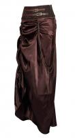 Longue jupe marron steampunk, ceinture motif vintage, chaines
