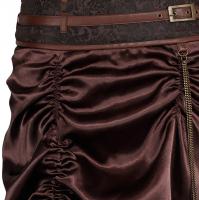 Long steampunk brown skirt with pattern vintage belt, chains