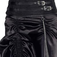 Long gothic steampunk black skirt with pattern vintage belt, chains
