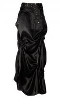 Steampunk long satin black skirt with wallet at the belt