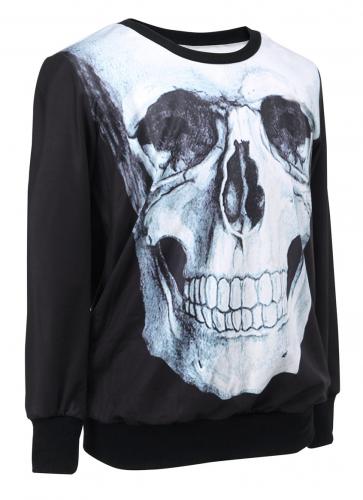 Sweatshirt top crne blanc sur fond noir gothique