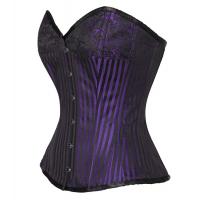 Purple and black striped corset with flower pattern victorian elegant aristocrat goth