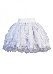 White short skirt with lace and ribbon bow