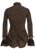 Brown and black striped top with rows of buttons at the neck Steampunk RQBL