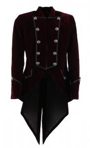 Manteau rouge en queue de pie avec velours rouge elegant aristocrate
