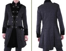 Gray jacket with black velvet vintage pattern elegant aristocrat