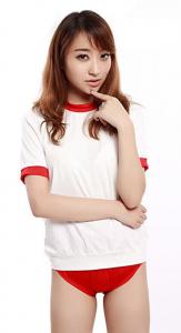 Japanese korean sports gym red and white cosplay outfit