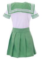 Japanese green schoolgirl cosplay with bow tie