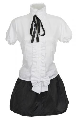 Cute elegant black and white scoolgirl cosplay