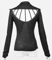 Black top with long sleeves and visible back Punk Rave PT-016