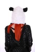 Black and white panda hat scarf cat head with pockets, kawaii