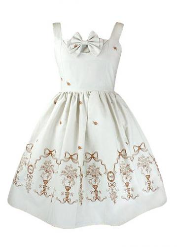 Sweet lolita beige JSK dress with chocolate embroidery Limited Edition