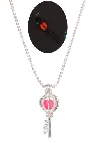 Mobile phone or necklace red pink glow in the dark key