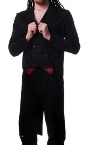 Elegant gothic black tail-coats jacket vest