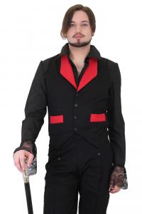 Red brocade collar canvas steampunk elegant gothic waistcoat
