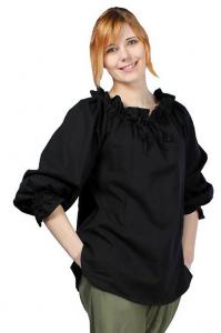Medieval pirate GN black shirt, pleats and lacing