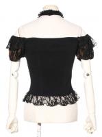 Black and brown steampunk top with bare shoulders, lace and choker RQBL