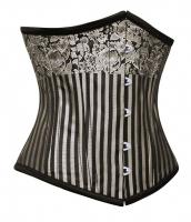 Black striped white steel bones underbust corset elegant neo gothic 142