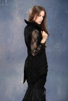 Women coat-tail high collar lace jacket black medieval gothic vampire
