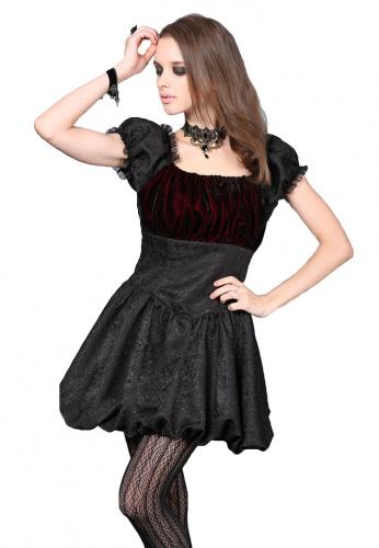 Robe courte noire satine velours rouge gothique vampire sexy