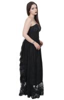 Robe longue noire dentelle bretelles couches froufrous dos lolita gothique