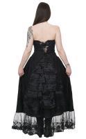Robe longue noire dentelle bretelles couches froufrous dos lolita gothique