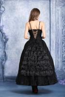 Long black strapped dress layer upon layer back gothic vampire victorian