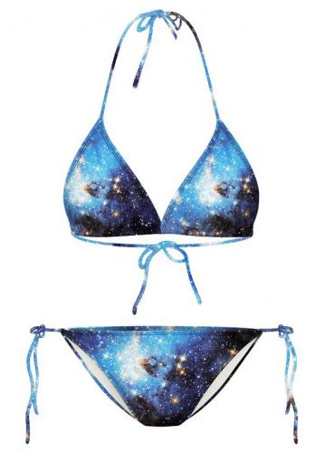 Blue galaxy space print bikini swimwear
