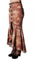 Brown mechanical gears steampunk pattern skirt with lace-up and straps