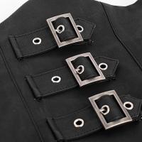 Mini jupe noire taille haute, sangles et laages pinup militaire Punk Rave
