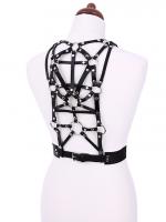 Harnais bretelles ceinture noire avec sangles lanire et anneaux gothique fetish