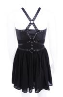 Harness black dress with basquine, leather straps, o-rings, witch, fetish