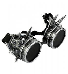 Silver goggles with peaks cyber steampunk