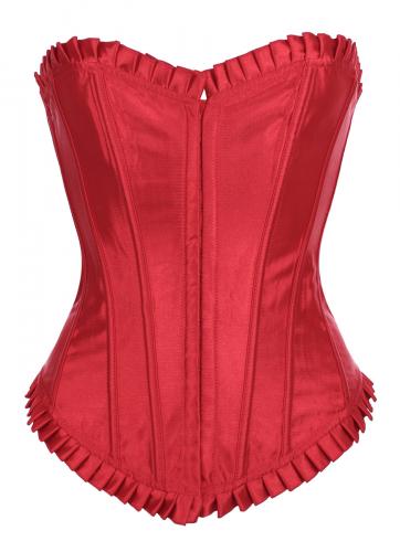 Red single overbust corset with lace-up on the back, elegant