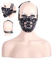 Black mask and silver cadrier synthetic leather, dark punk