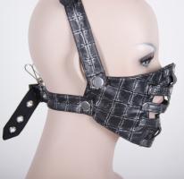 Black mask and silver cadrier synthetic leather, dark punk