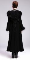 Manteau noir avec capuche, fourrure synthtique et laage, Gothique