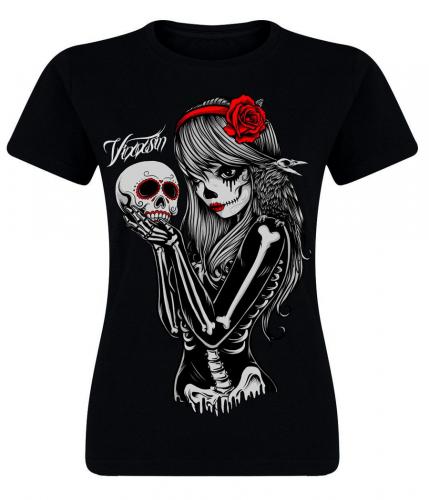 T Shirt cavalera crow red rose skeleton skull Vixxsin