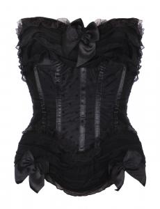 Black corset, with lace and bows