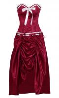 Burlesque pinup vintage red vin burgundy satin corset dress