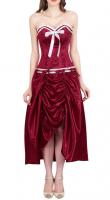 Burlesque pinup vintage red vin burgundy satin corset dress
