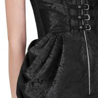 Robe corset gothique steampunk brocart noir avec bolro et sangles