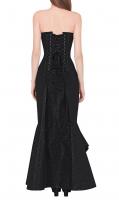 Long black brocade corset dress, elegant evening dress, gothic