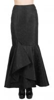 Longue jupe brocart noir lgante gothique avec volants