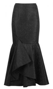 Long black brocade elegant gothic ruffled skirt