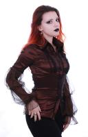 Red shirt brown frilled sleeves and jabot gothic steampunk