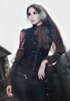 Red shirt brown frilled sleeves and jabot gothic steampunk